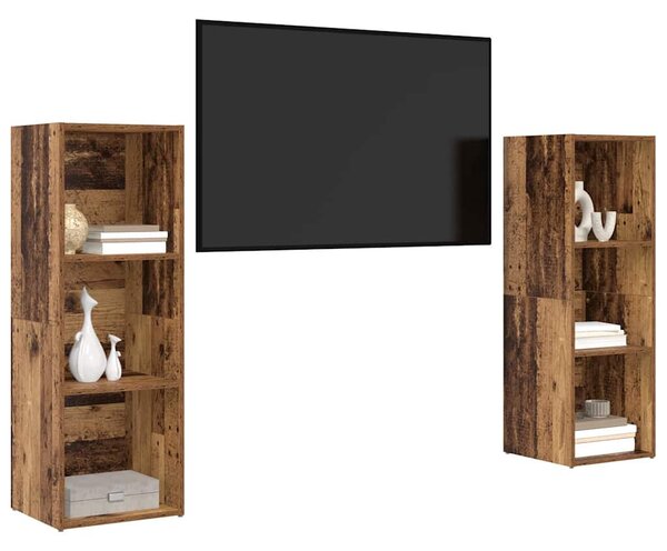 TV szekrény garnitúra 2 pcs Régi fa 107 x 35 x 37 cm Faanyag