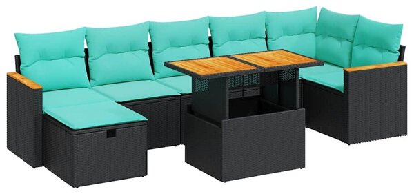VidaXL 8 részes szürke polyrattan akácfa kerti ülőgarnitúra párnákkal