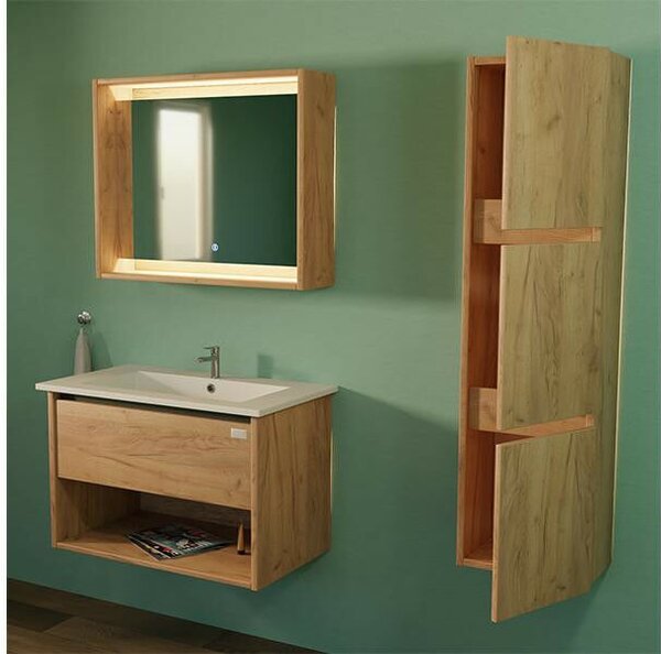 TMP NORD CRAFT 60 fali függesztett fürdőszobabútor - SKY E-8099-60 porcelán mosdóval- 61 x 46 cm