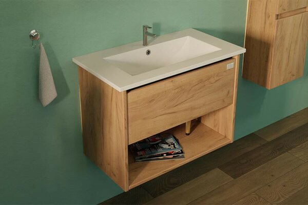 TMP NORD CRAFT 60 fali függesztett fürdőszobabútor - SKY E-8099-60 porcelán mosdóval- 61 x 46 cm