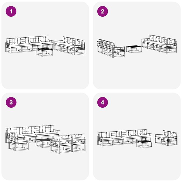 VidaXL Kültéri kanapé szett 8 pcs Természetes és Világosszürke