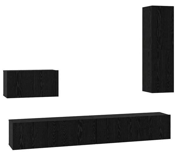 Fali TV Szekrény 4 pcs Musta tammi 200 x 30 x 30 cm Műanyag Fa