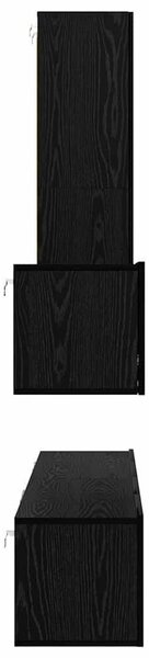 Fali TV Szekrény 4 pcs Musta tammi 200 x 30 x 30 cm Műanyag Fa