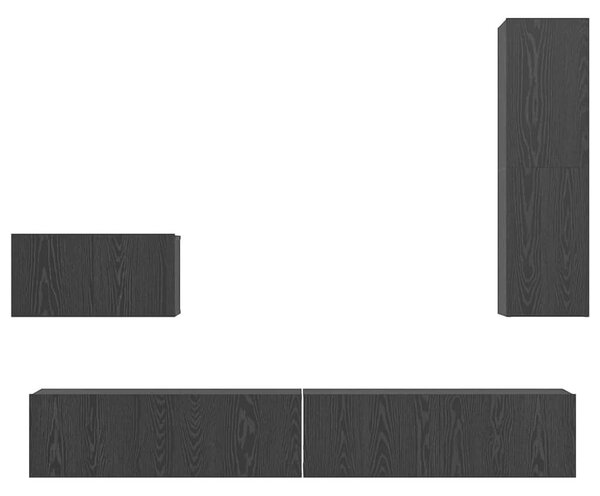 Fali TV Szekrény 4 pcs Musta tammi 200 x 30 x 30 cm Műanyag Fa