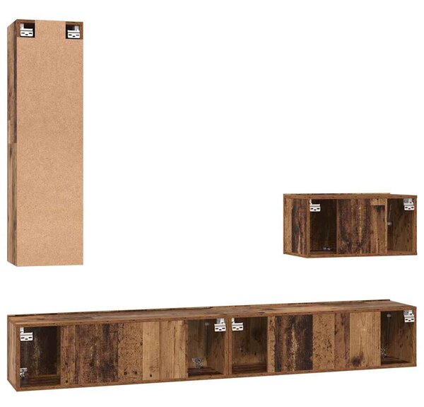 TV Szekrény Szett 4 pcs Régi fa 200 x 30 x 30 cm Faanyag