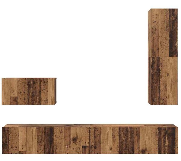 TV Szekrény Szett 4 pcs Régi fa 200 x 30 x 30 cm Faanyag
