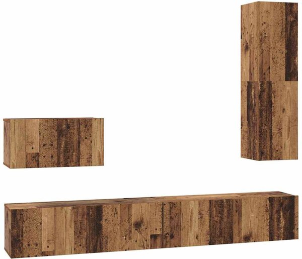 TV Szekrény Szett 4 pcs Régi fa 200 x 30 x 30 cm Faanyag