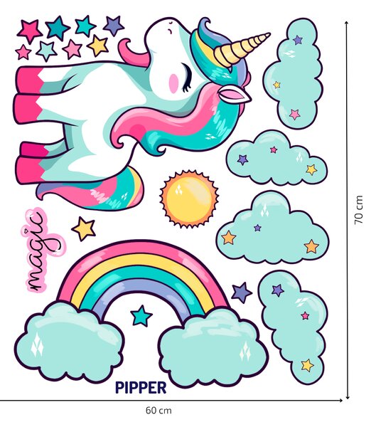 PIPPER. Textil falmatrica "Unikornis felhőkkel"
