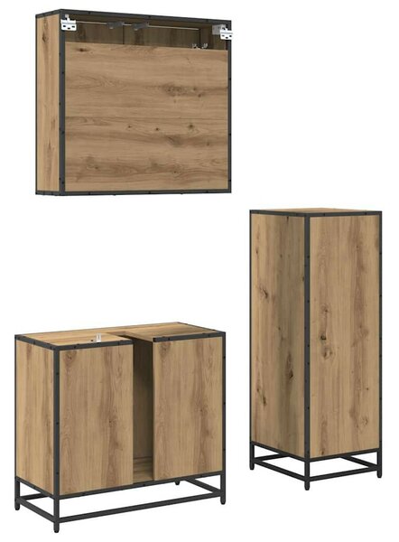 Fürdőszoba bútor szett 3 pcs kézműves tölgy 35 x 37.5 x 100 cm
