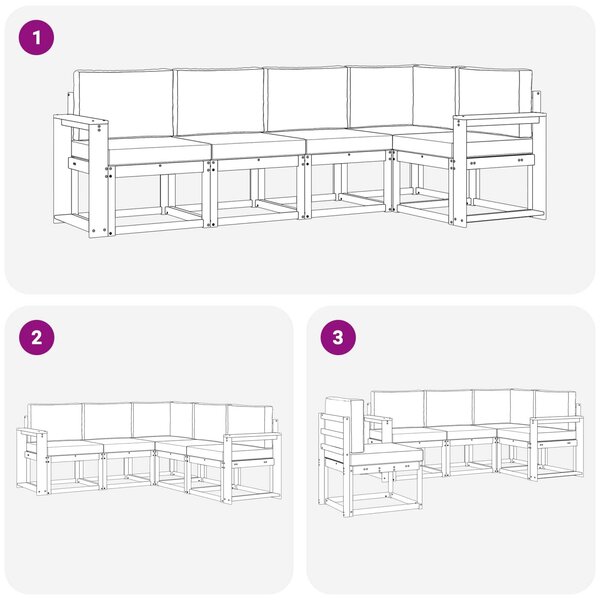VidaXL Kültéri kanapé szett párnával 5 pcs Fehér és Világosszürke