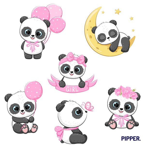 PIPPER. Falmatrica "Pandák - egy lány" Anyag: Fehér vinil