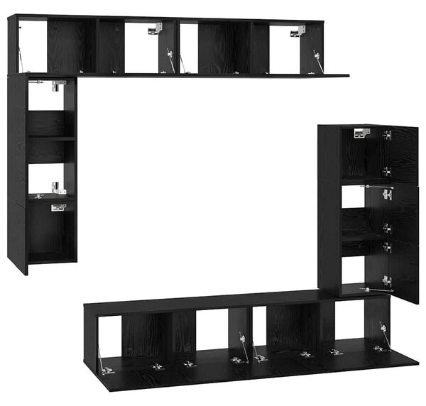TV szekrény garnitúra 8 pcs Musta tammi 80 x 30 x 30 cm Faanyag