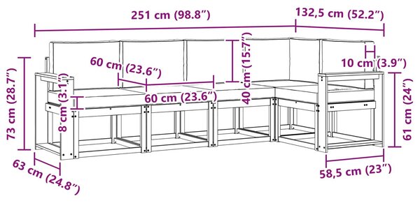 VidaXL Kültéri kanapé szett párnával 5 pcs Fehér és Világosszürke