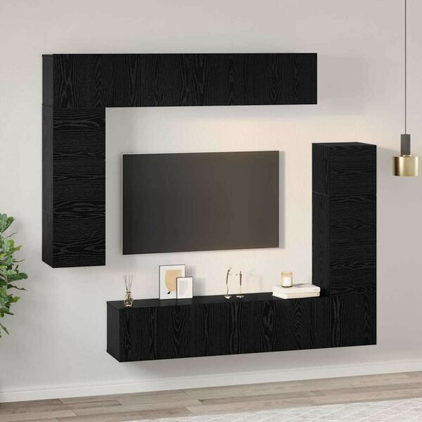 TV szekrény garnitúra 8 pcs Musta tammi 80 x 30 x 30 cm Faanyag
