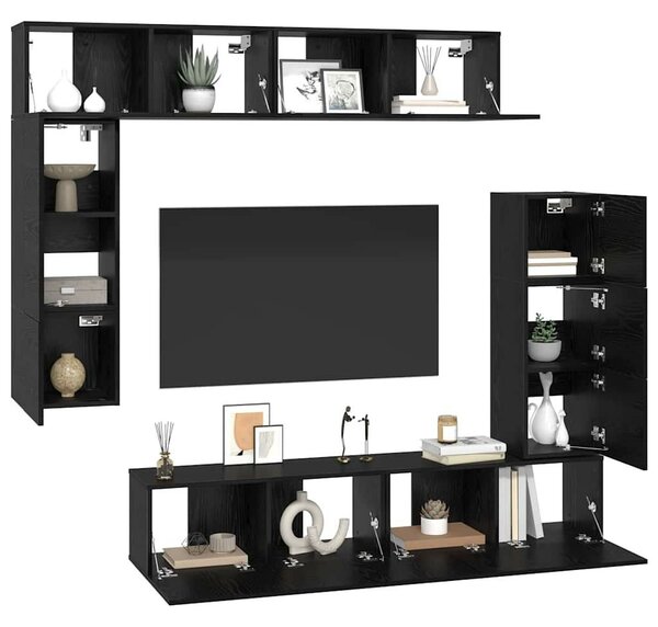 TV szekrény garnitúra 8 pcs Musta tammi 80 x 30 x 30 cm Faanyag