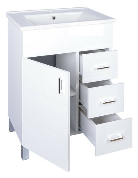 VivaStyle KARINA 85 lábon álló fürdőszobabútor 3 fiókos Sanovit ATRIA 9085 mosdóval 85 x 45,5 cm