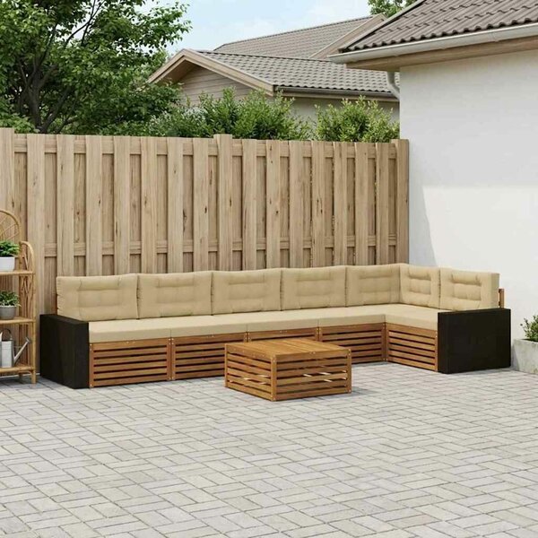 VidaXL Kültéri kanapé szett 7 pcs Természetes és bézs 79 x 79 x 37 cm
