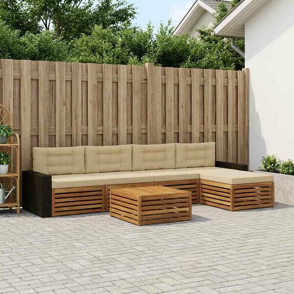 VidaXL Kültéri kanapé szett 6 pcs Természetes és bézs 79 x 79 x 37 cm