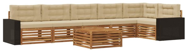 VidaXL Kültéri kanapé szett 7 pcs Természetes és bézs 79 x 79 x 37 cm