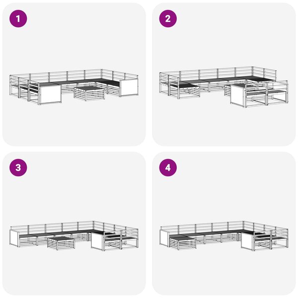 VidaXL Kültéri kanapé szett 10 pcs Természetes Tömör Akácfa