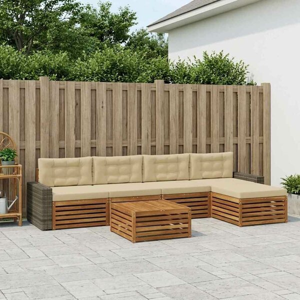 VidaXL Kültéri kanapé szett 6 pcs Természetes és bézs 79 x 79 x 37 cm