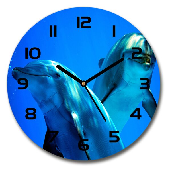 Kerek üvegóra Két delfin