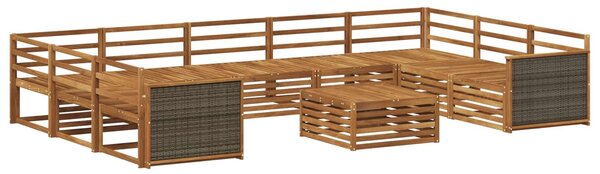 VidaXL Kültéri kanapé szett 10 pcs Természetes Tömör Akácfa