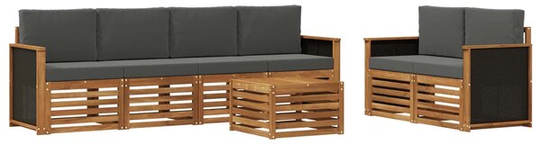 VidaXL Kültéri kanapé szett 7 pcs Természetes és antracit Tömör Akácfa