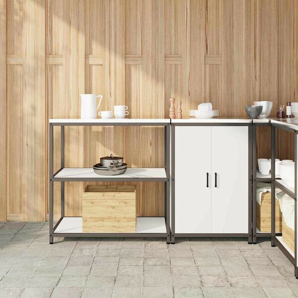 Konyhai Tároló Készlet polcokkal 2 pcs Fehér 150 x 50 x 92 cm
