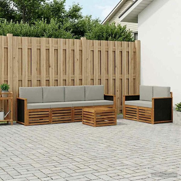 VidaXL Kültéri kanapé szett 7 pcs Természetes és Világosszürke