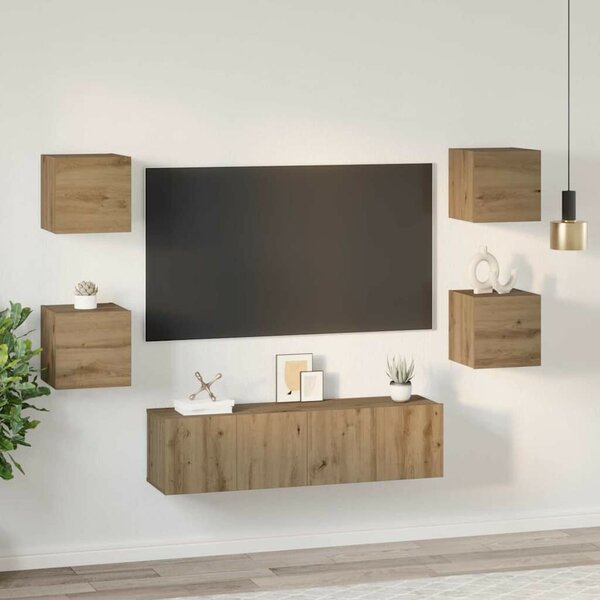 TV szekrény garnitúra 6 pcs kézműves tölgy 60 x 30 x 30 cm