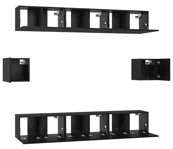 TV szekrény garnitúra 8 pcs Musta tammi 60 x 30 x 30 cm Faanyag