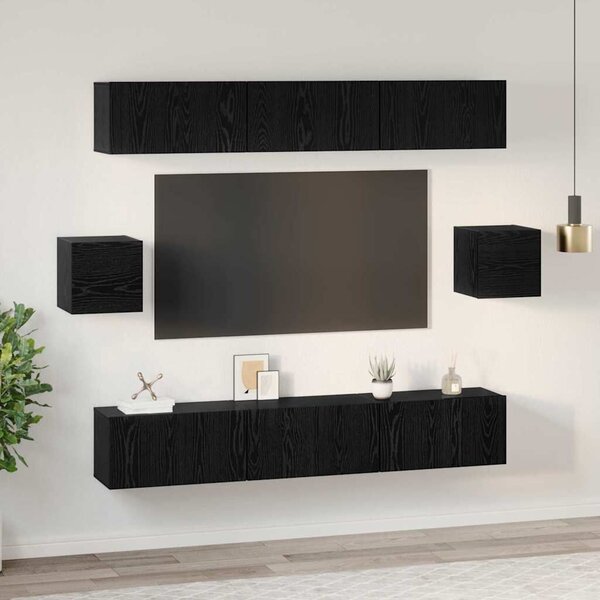 TV szekrény garnitúra 8 pcs Musta tammi 60 x 30 x 30 cm Faanyag