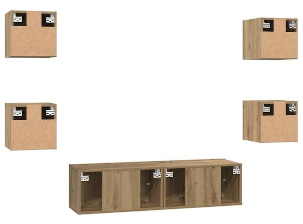 TV szekrény garnitúra 6 pcs kézműves tölgy 60 x 30 x 30 cm