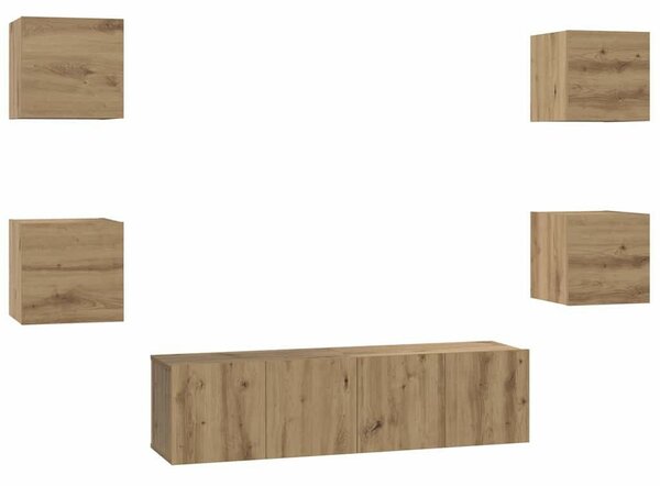 TV szekrény garnitúra 6 pcs kézműves tölgy 60 x 30 x 30 cm