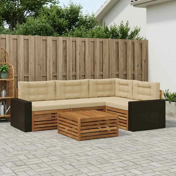 VidaXL Kültéri kanapé szett 5 pcs Természetes és bézs 79 x 79 x 37 cm