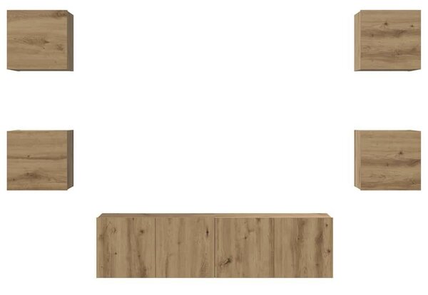 TV szekrény garnitúra 6 pcs kézműves tölgy 60 x 30 x 30 cm