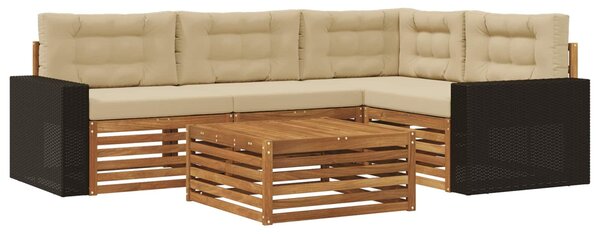 VidaXL Kültéri kanapé szett 5 pcs Természetes és bézs 79 x 79 x 37 cm
