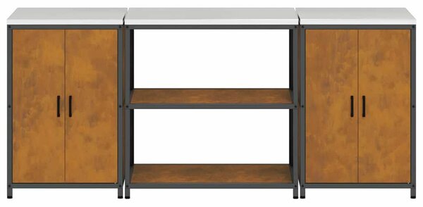 Konyhai Tároló Készlet polcokkal 3 pcs Rozsdás 210 x 50 x 92 cm