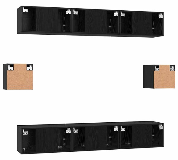 TV szekrény garnitúra 8 pcs Musta tammi 60 x 30 x 30 cm Faanyag