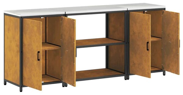 Konyhai Tároló Készlet polcokkal 3 pcs Rozsdás 210 x 50 x 92 cm