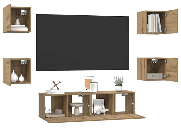 TV szekrény garnitúra 6 pcs kézműves tölgy 60 x 30 x 30 cm