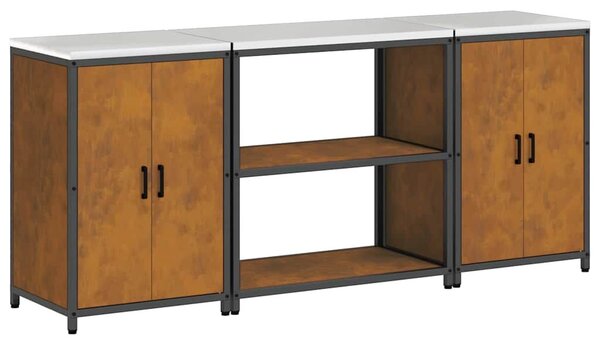 Konyhai Tároló Készlet polcokkal 3 pcs Rozsdás 210 x 50 x 92 cm