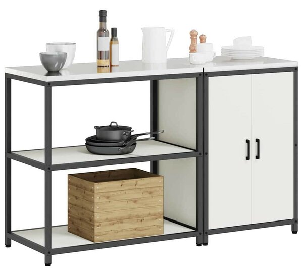 Konyhai Tároló Készlet polcokkal 2 pcs Fehér 150 x 50 x 92 cm