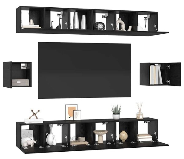 TV szekrény garnitúra 8 pcs Musta tammi 60 x 30 x 30 cm Faanyag