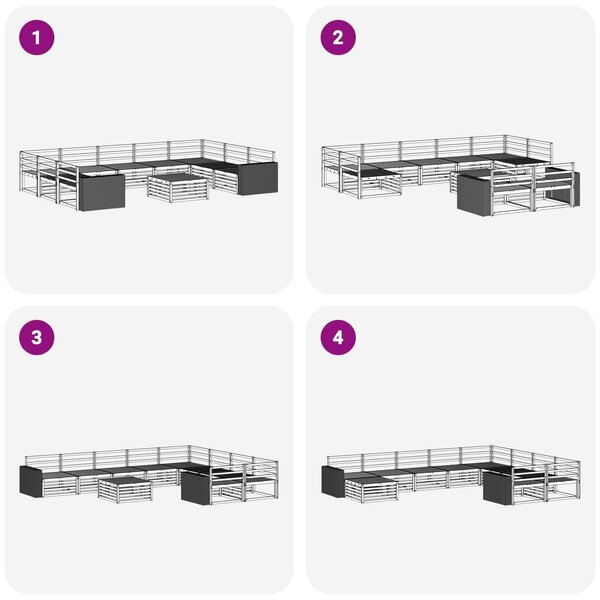 VidaXL Kültéri kanapé szett 10 pcs Természetes Tömör Akácfa