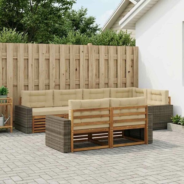 VidaXL Kültéri kanapé szett párnával 7 pcs Természetes és bézs