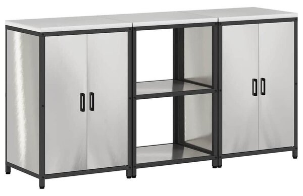 Konyhai Tároló Készlet polcokkal 3 pcs Ezüst 180 x 50 x 92 cm