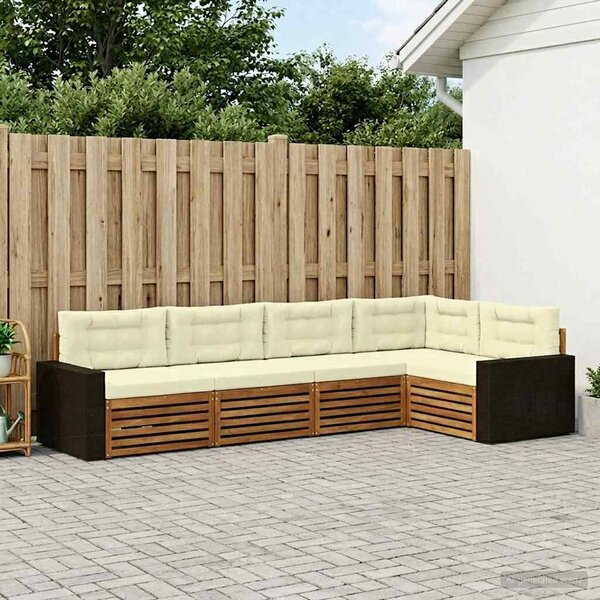 VidaXL Kültéri kanapé szett 5 pcs Természetes és krémszínű