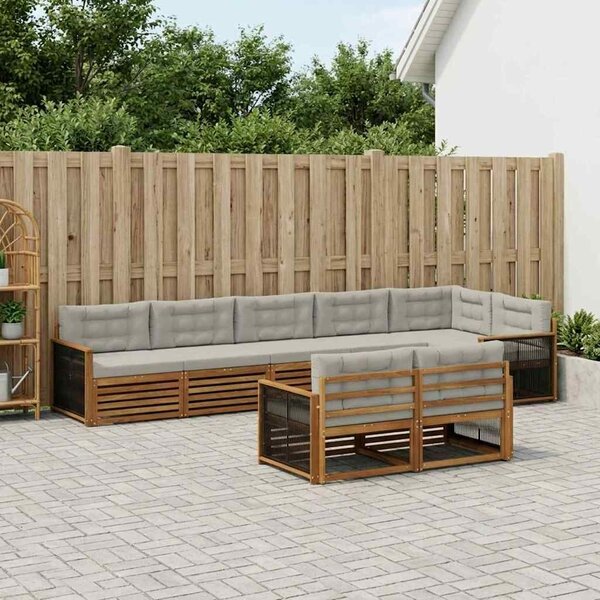 VidaXL Kültéri kanapé szett 8 pcs Természetes és Világosszürke
